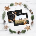 Postal Festiva Black terracotta modern minimal watercolor photo<br><div class="desc">Budget black,  green,  terracotta abstract watercolor modern script 1 photo christmas postcard. Modern on trend green,  beige and terracotta colorway design.</div>