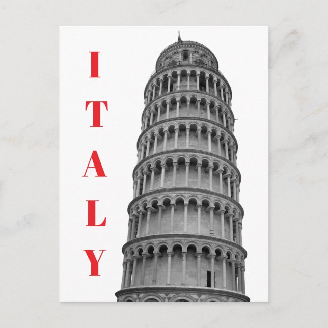 Postal Festiva Black White Leaning Tower of Pisa Italy (Anverso)