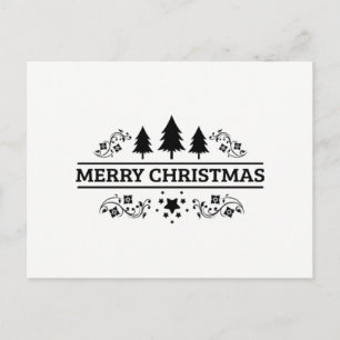 Postal Festiva Black White Merry Christmas