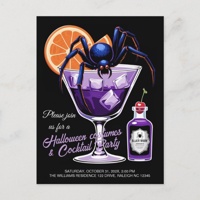 Postal Festiva Black Widow Halloween Cocktail (Anverso)