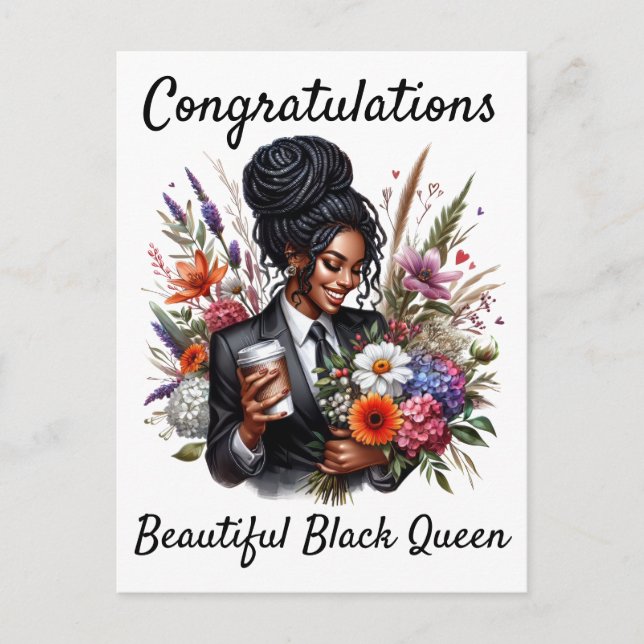 Postal Festiva Black woman birthday card (Anverso)