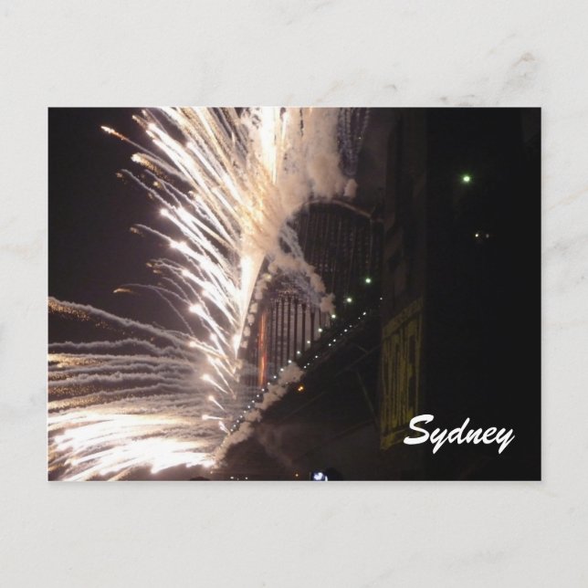 Postal Festiva blanco de fuegos artificiales de sydney (Anverso)