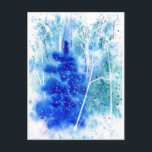 Postal Festiva Blank Winter Woodland Watercolor Art<br><div class="desc">postal de arte acuarela de bonito. ANVERSO: Bosque de invierno en tintes y tonos azules y turquesas con algunos toques morados. Árbol único azul verdoso en primer plano con un pequeño bosque de pájaros jóvenes que se adentran en el fondo. La nieve esponjosa y abstracta crea una sensación suave y...</div>