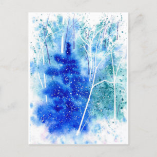 Postal Festiva Blank Winter Woodland Watercolor Art