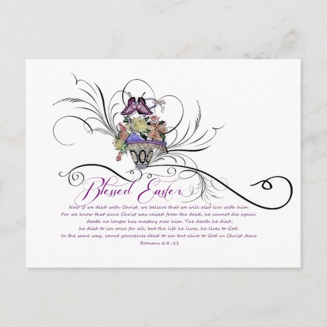 Postal Festiva Blessed Easter Holiday Postcard (Anverso)