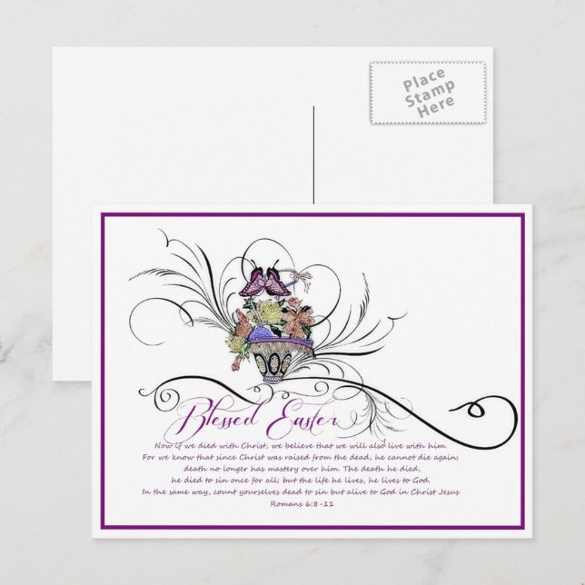 Postal Festiva Blessed Easter Holiday Postcard (Anverso / Reverso)