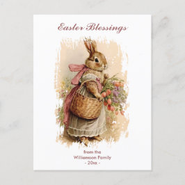 Postal Festiva Blessings Brown Vintage Bunny Personalizado