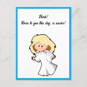 Postal Festiva Blonde Baby Angel, Navidades Personalizado para va