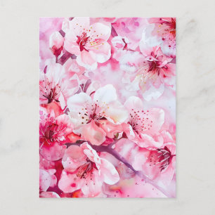 Postal Festiva Blossom de pepita rosa suave vintage