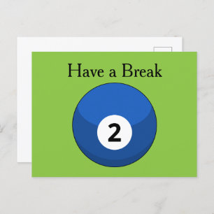 Postal Festiva Blue Billiard Ball Número Dos Personalizado