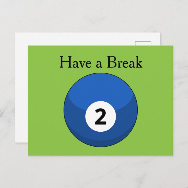 Postal Festiva Blue Billiard Ball Número Dos Personalizado (Anverso / Reverso)