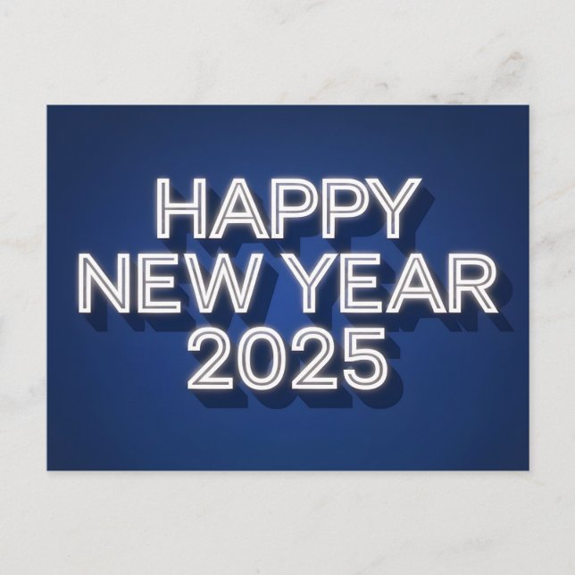 Postal Festiva Blue Happy Año Nuevo 2025 (Anverso)