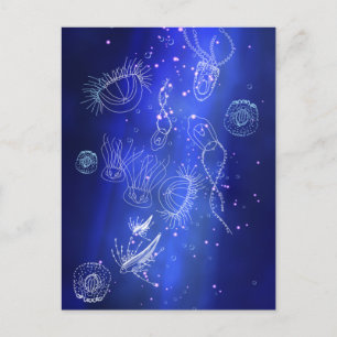Postal Festiva Blue Marine Underwater Jellyfish World