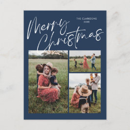 Postal Festiva Blue Merry Christmas Calligraphy Script 3 Photo