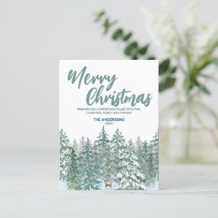 Postal Festiva Blue Merry xmas tree forest