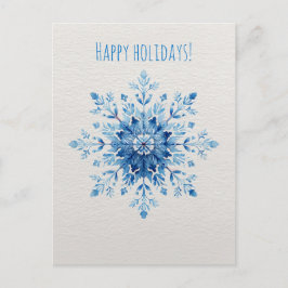 Postal Festiva Blue watercolor snowflake, Christmas