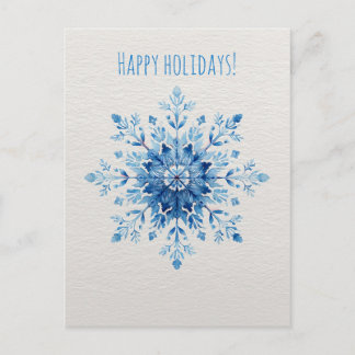 Postal Festiva Blue watercolor snowflake, Christmas 