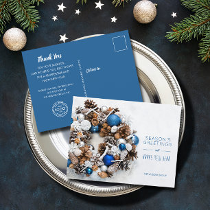 Postal Festiva Blue White Pine Wreath Business