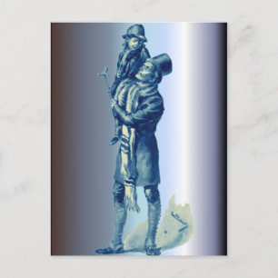 Postal Festiva Bob Cratchit sujetando a los pequeños Navidades de