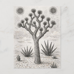 Postal Festiva boceto de árbol de josué   arte de boceto del desi