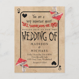 Postal Festiva Boda de hongos locos de cartas