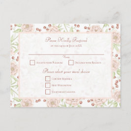 Postal Festiva Boda de Rosa Rosa Rosada Vintage RSVP