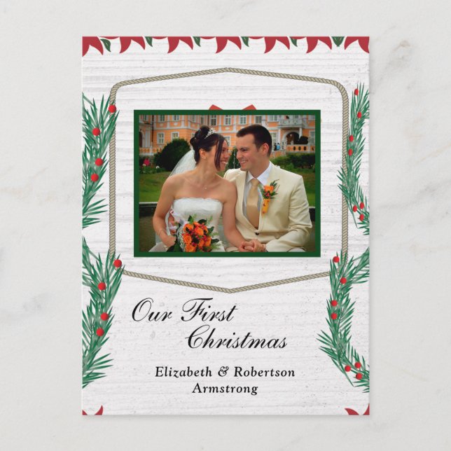 Postal Festiva Boda First Christmas Our Photo (Anverso)