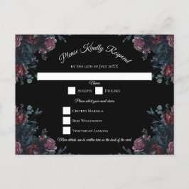 Postal Festiva Boda floral oscuro Gothic Black Elegant
