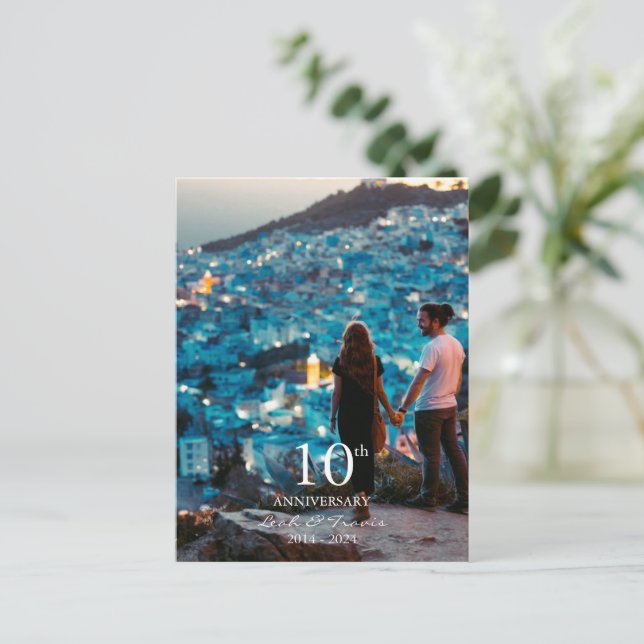 Postal Festiva Boda fotográfico personalizado de aniversario moda (Anverso de pie)