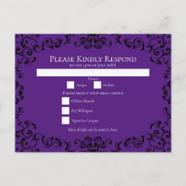 Postal Festiva Boda gótico de Swirl Morado y Negro