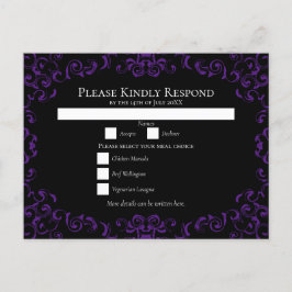 Postal Festiva Boda gótico de Swirl Morado y Negro