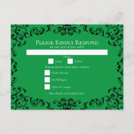 Postal Festiva Boda gótico de Swirl verde y negro