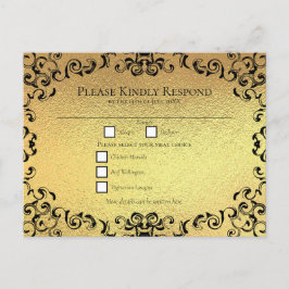 Postal Festiva Boda gótico Gold & Black Swirl