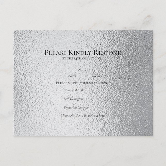 Postal Festiva Boda gótico Silver y Black Swirl (Anverso)