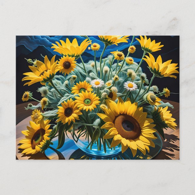 Postal Festiva Bodegón Flores y Noche 1 - 001 (Anverso)