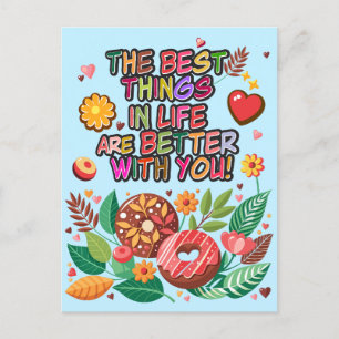 Postal Festiva Boho Donuts y Flores, El día de San Valentín de au