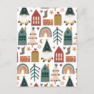 Postal Festiva Boho Merry Christmas for Friends Holiday Card