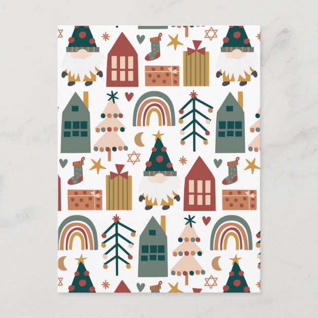 Postal Festiva Boho Merry Christmas for Friends Holiday Card (Anverso)