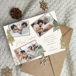 Postal Festiva Boho Moda Navidades 3 Collages de fotos Pinos Árbo