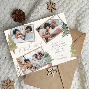 Postal Festiva Boho Moda Navidades 3 Collages de fotos Pinos Árbo