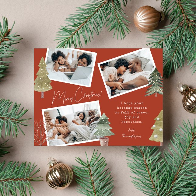 Postal Festiva Boho Terracotta Navidades multifotográficos Pine T (Subido por el creador)
