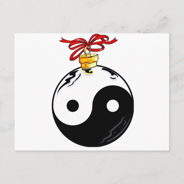 Postal Festiva Bola de Navidades Yin y Yang (Anverso)