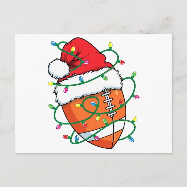 Postal Festiva Bola deportiva de Santa Fútbol Hombres Navidades (Anverso)