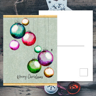 Postal Festiva Bolas Coloridas Navidades Elegantes Familia