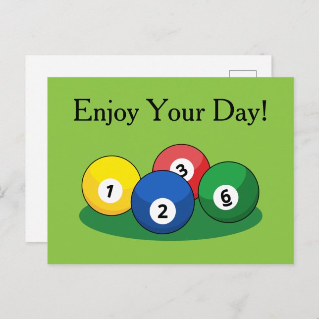 Postal Festiva Bolas de billar de billar personalizadas (Anverso / Reverso)