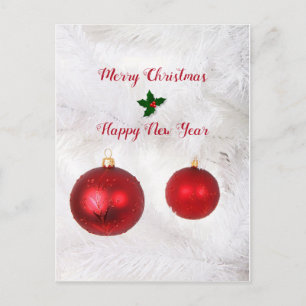 Postal Festiva Bolas de Navidades rojos