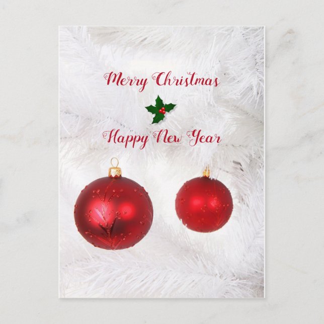 Postal Festiva Bolas de Navidades rojos (Anverso)