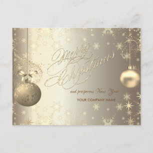 Postal Festiva Bolas de oro Snowflakes Stars Corporate Greeting