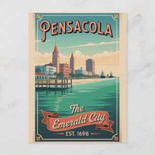 Postal Festiva Bolígrafos Vintage Pensacola Florida Viajes Retro
