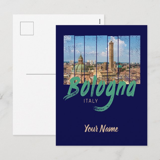 Postal Festiva Bologna Emilia-Romagna Italia recuerdo de época (Anverso / Reverso)